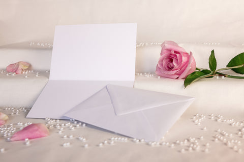 Klappkarte Innenansicht und passender Umschlag für Hochzeitskarten