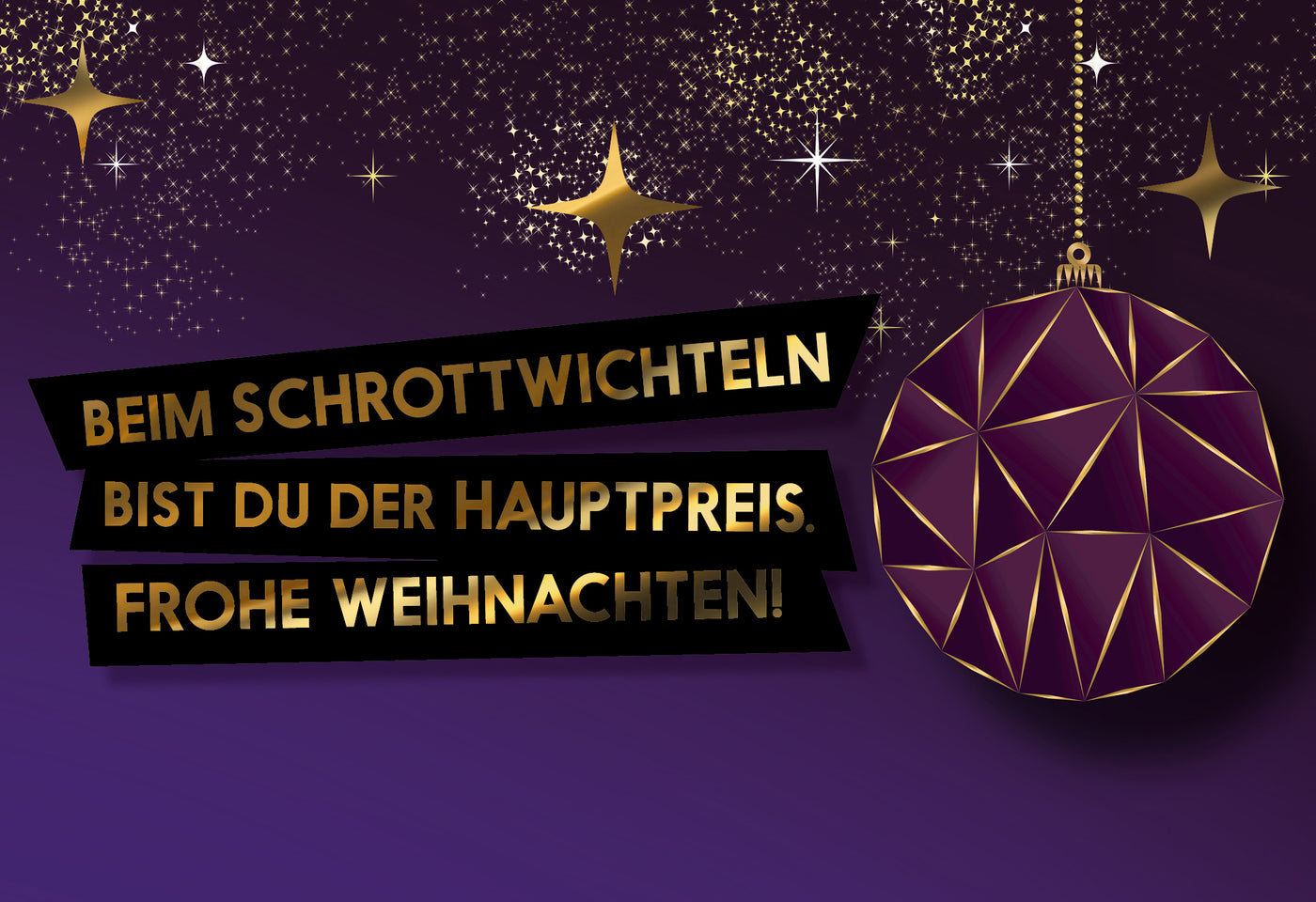 Die lustige und fiese FCK YOU CARDS Weihnachtskarte "Beim Schrottwichteln bist du der Hauptpreis. Frohe Weihnachten!