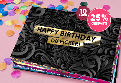 Setbild 10 lustige Geburtstagskarten von FCK YOU CARDS mit 25% Rabatt