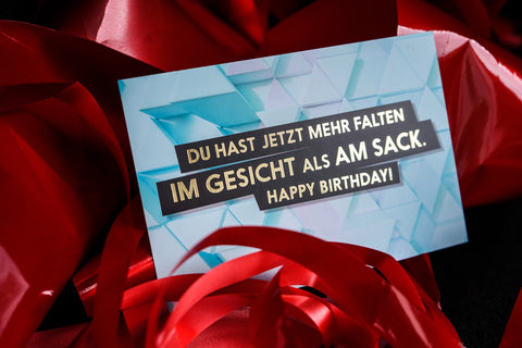 FUCK YOU CARDS: Faltiges Sackgesicht lustige Geburtstagskarte Front