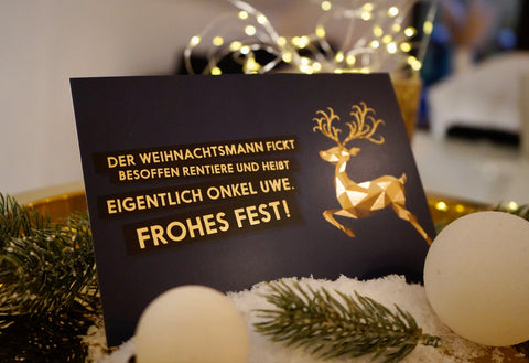 lustige Weihnachtskarte von FCK YOU CARDS Weihnachtsmann fickt Rentiere