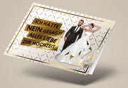 Schwebende Ansicht der lustigen Hochzeitskarte von FCK YOU CARDS "Nein, ich will nicht"
