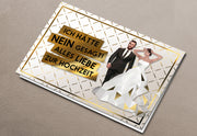 Schräge Ansicht der lustigen Hochzeitskarte von FCK YOU CARDS "Nein, ich will nicht"